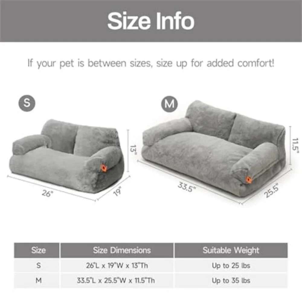Cat Bed Indoor Small Medium Dog Bed Fluffy Sofa Washable Non Slip Grey